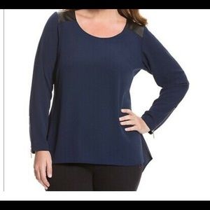 Lane Bryant Navy Tunic Faux Leather details  Sz28